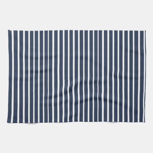 Navy Blue White Stripe Beach House Theedoek (Horizontaal)