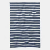 Navy Blue White Stripe Beach House Theedoek (Verticaal)