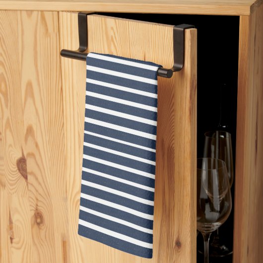 Navy Blue White Stripe Beach House Theedoek (Derde Gevouwen)