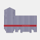 Navy Blue White Stripe Cranberry Name Monogram Bedankdoosjes (Uitgevouwen)