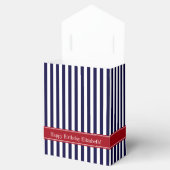 Navy Blue White Stripe Cranberry Name Monogram Bedankdoosjes (Geopend)