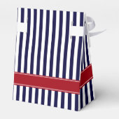 Navy Blue White Stripe Cranberry Name Monogram Bedankdoosjes (Achterkant)