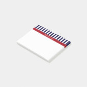 Navy Blue White Stripe Cranberry Name Monogram Post-it® Notes (Schuin)