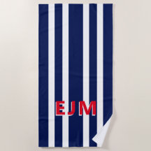 Navy Blue White Stripe gepersonaliseerd monogram