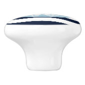 Navy Blue & White Stripe met Light Blue Monogram Keramische Knop (Zijkant)