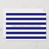 Navy Blue & White Stripe Red Baby shower Boy Kaart (Achterkant)