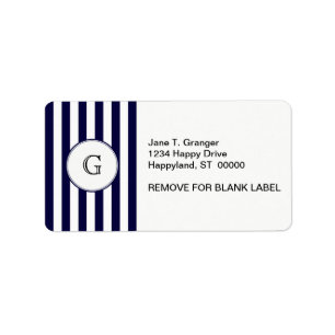 Navy Blue White Stripe Round Whologram Etiket