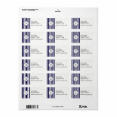 Navy Blue White Stripe Round Whologram Etiket (Full Sheet)