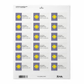 Navy Blue White Stripe Yellow Quatrefoil Monogram Etiket (Full Sheet)