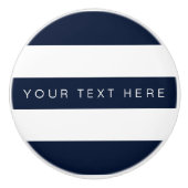 Navy Blue & White Striped Custom Keramische Knop (Voorkant)
