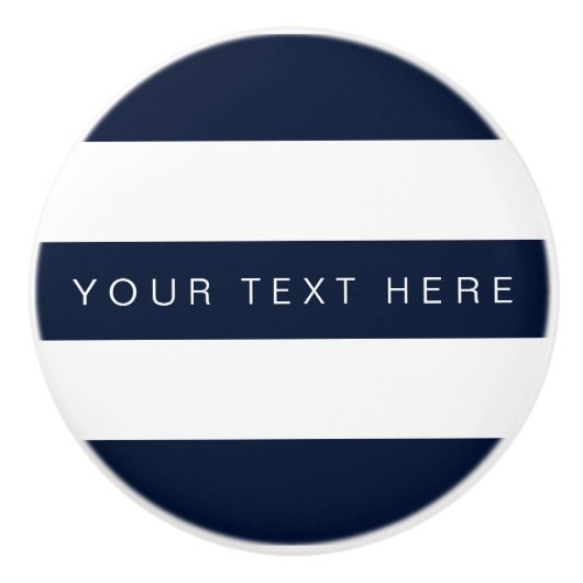 Navy Blue & White Striped Custom Keramische Knop (Voorkant)