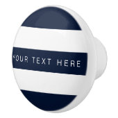 Navy Blue & White Striped Custom Keramische Knop (Rechts)