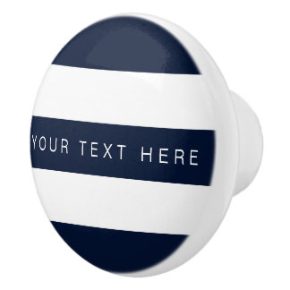 Navy Blue & White Striped Custom Keramische Knop