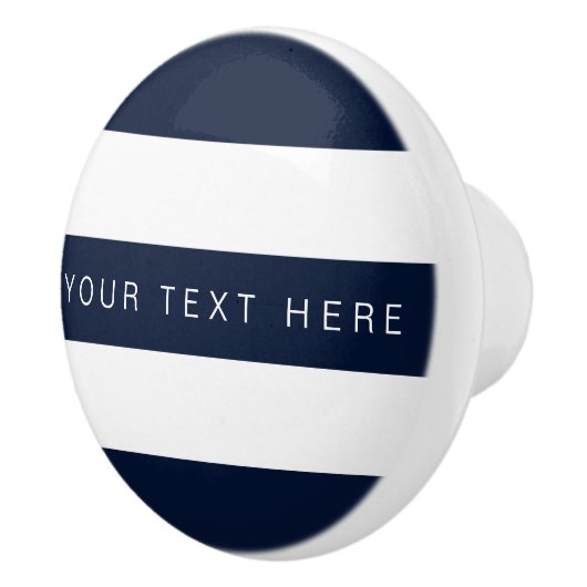 Navy Blue & White Striped Custom Keramische Knop (Rechts)