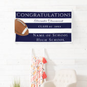 Navy Blue White Striped football afstuderen Spandoek (Insitu)