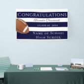 Navy Blue White Striped football afstuderen Spandoek (Beurs)