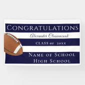 Navy Blue White Striped football afstuderen Spandoek (Horizontaal)