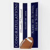 Navy Blue White Striped football afstuderen Spandoek (Verticaal)
