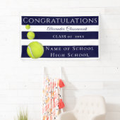 Navy Blue White Striped football afstuderen Spandoek (Insitu)