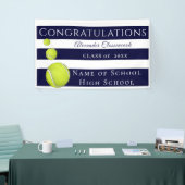 Navy Blue White Striped football afstuderen Spandoek (Beurs)