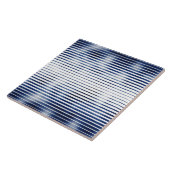 Navy blue white striped geometrische patroonfolie tegeltje (Zijkant)