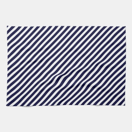 Navy Blue & White Striped Pattern Theedoek (Horizontaal)