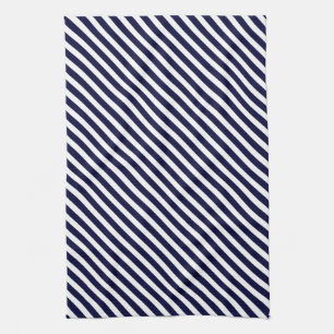 Navy Blue & White Striped Pattern Theedoek