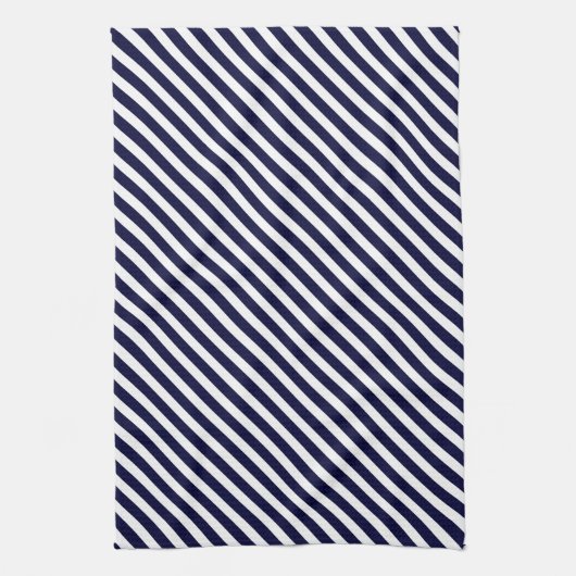 Navy Blue & White Striped Pattern Theedoek (Verticaal)