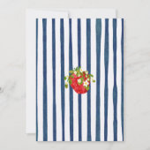 Navy Blue White Stripes Aardbei 1e verjaardag Kaart (Voorkant)