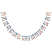 Navy Blue White Stripes Aardbei Happy Birthday Vlaggetjes (Alle)