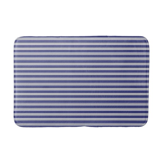 Navy Blue & White Stripes Badmat (Voorkant)