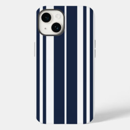 Navy Blue White Stripes Bold Case-Mate iPhone 14 Hoesje