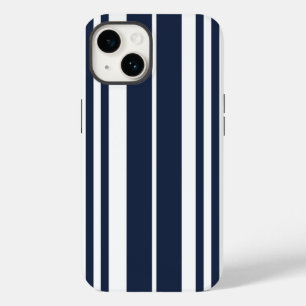 Navy Blue White Stripes Bold Case-Mate iPhone 14 Hoesje