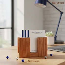 Navy Blue White Stripes Boutique Professional  Notitiekaartje