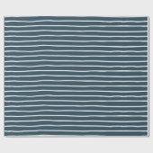 Navy Blue White Stripes Cadeaupapier (Vlak)