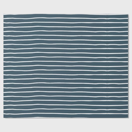 Navy Blue White Stripes Cadeaupapier (Vlak)