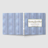 Navy Blue & White Stripes Coastal Nautical Design Gastenboek (Volledig)