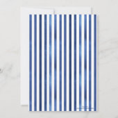 Navy Blue & White Stripes Coastal Nautical Design Kaart (Achterkant)