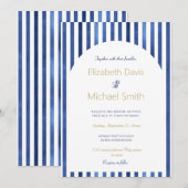 Navy Blue & White Stripes Coastal Nautical Design Kaart (Voorkant / Achterkant)