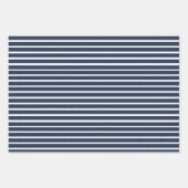 Navy Blue White Stripes Inpakpapier Vel (Voorkant)