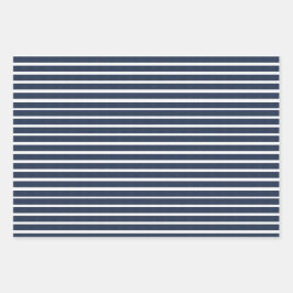 Navy Blue White Stripes Inpakpapier Vel