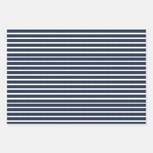 Navy Blue White Stripes Inpakpapier Vel (Voorkant)