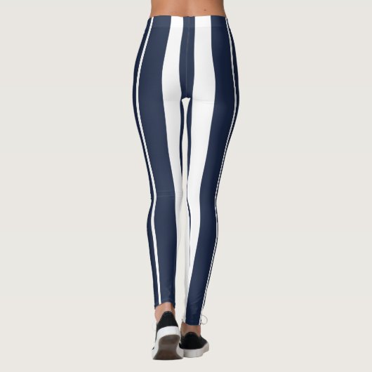 Navy Blue White Stripes Leggings (Achterkant)
