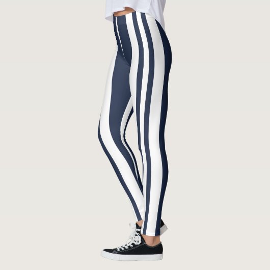 Navy Blue White Stripes Leggings (Links)