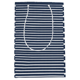 Navy Blue White Stripes Medium Cadeauzakje