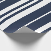 Navy Blue White Stripes Modern Cadeaupapier (Hoek)