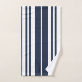 Navy Blue White Stripes Modern Chic Bad Handdoek (Handdoek)