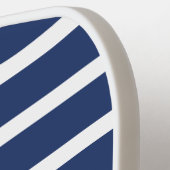 Navy Blue White Stripes Monogrammed Sierkussen P Pickleball Paddle (Links Detail)