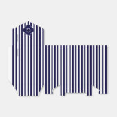 Navy Blue White Stripes, Navy Label Monogram Bedankdoosjes (Uitgevouwen)