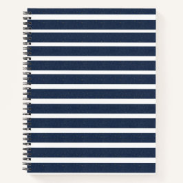 Navy Blue White Stripes Notitieboek